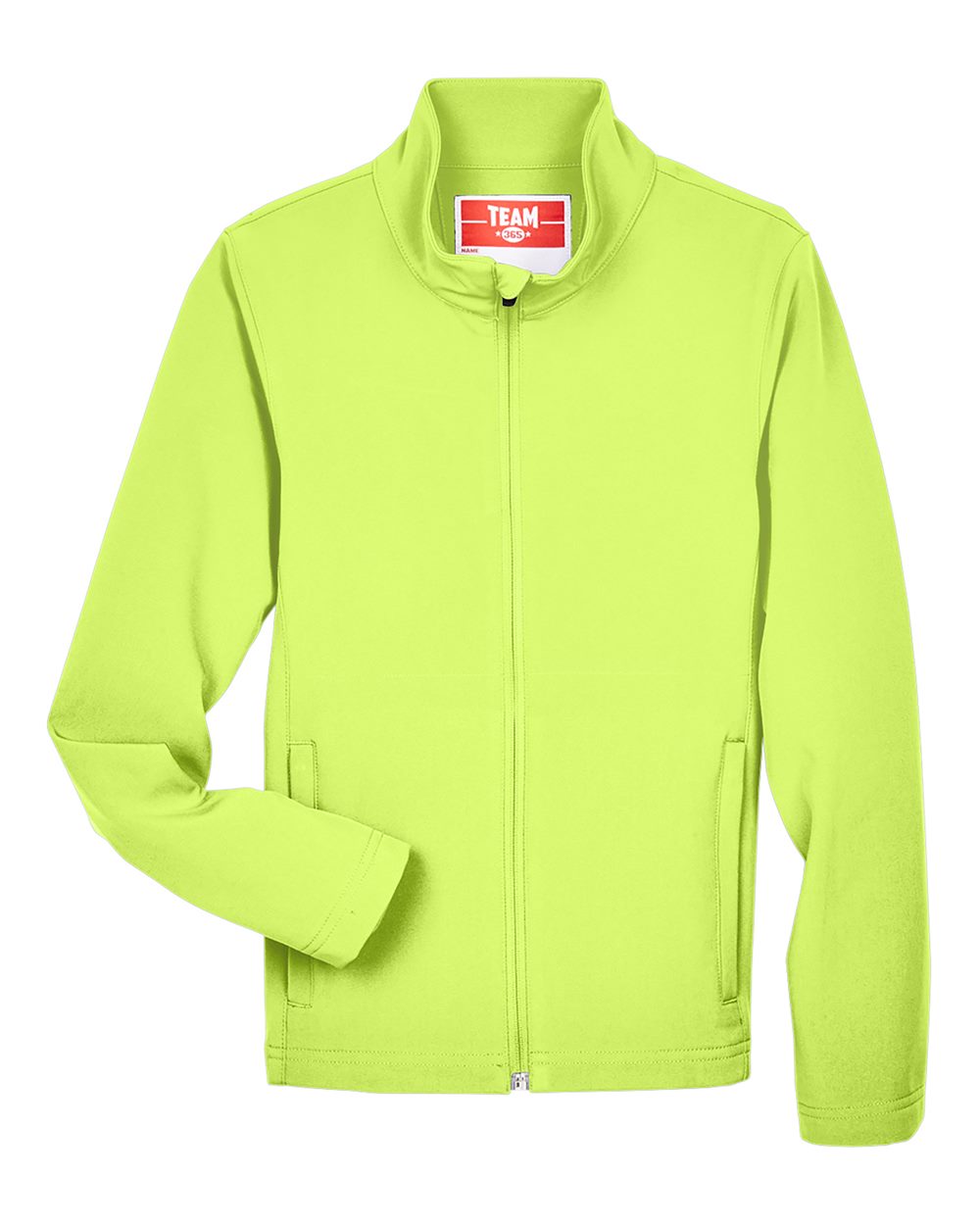 Front View of Safety Yellow Youth Leader Soft Shell Jacket - TT80Y