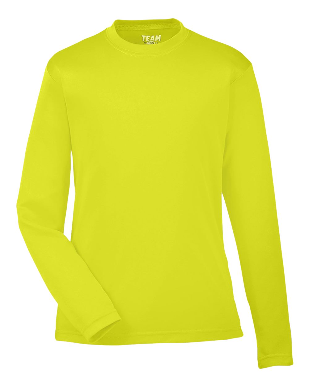 Front View of Safety Yellow Youth Zone Performance Long Sleeve T-Shirt - TT11YL