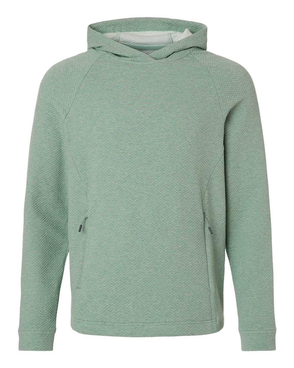 Front View of Sage Green Heather Men&#39;s Spirit Hooded Pullover - NE729