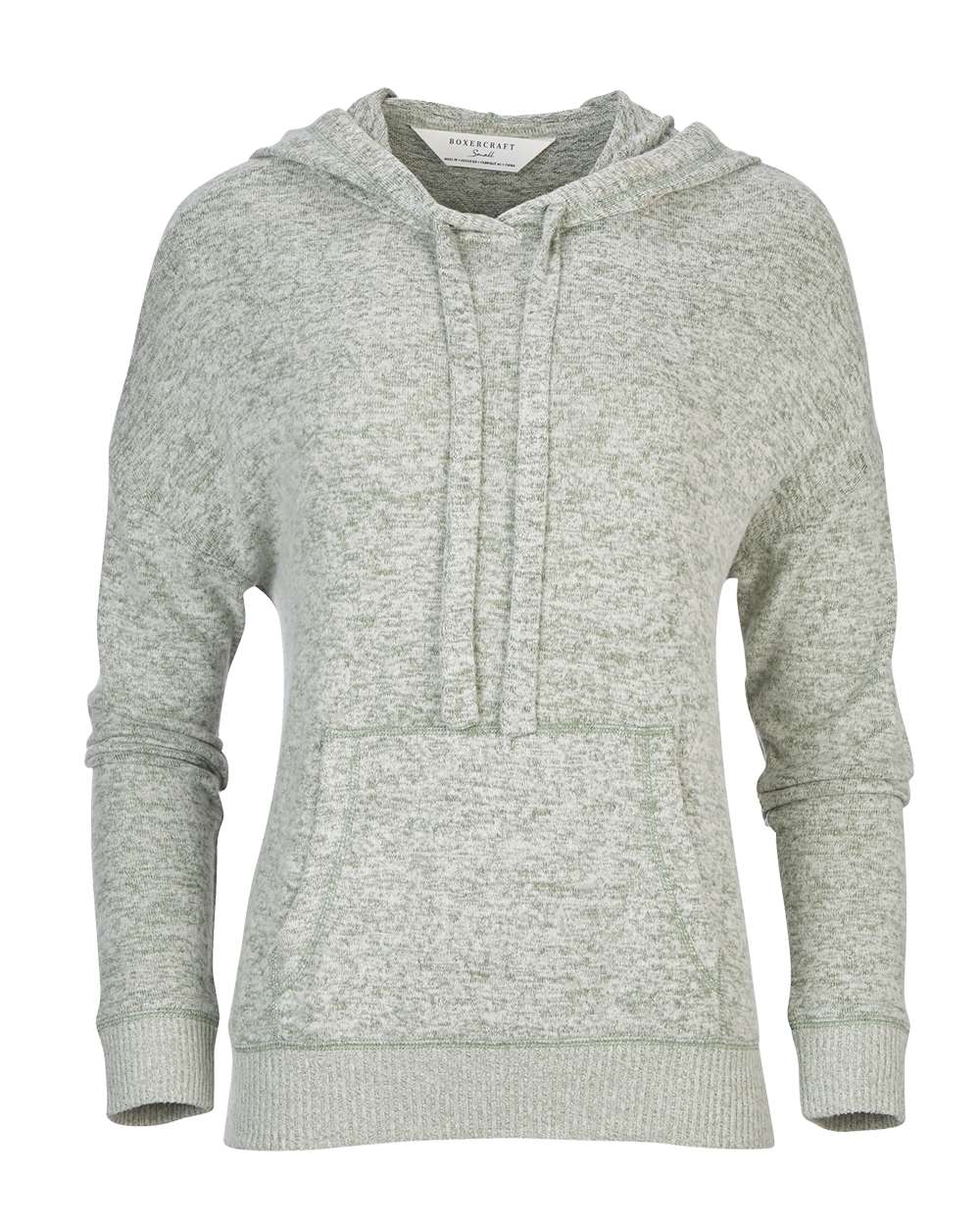 Front View of Sage Heather Women's Cuddle Fleece Hooded Pullover - BW1501