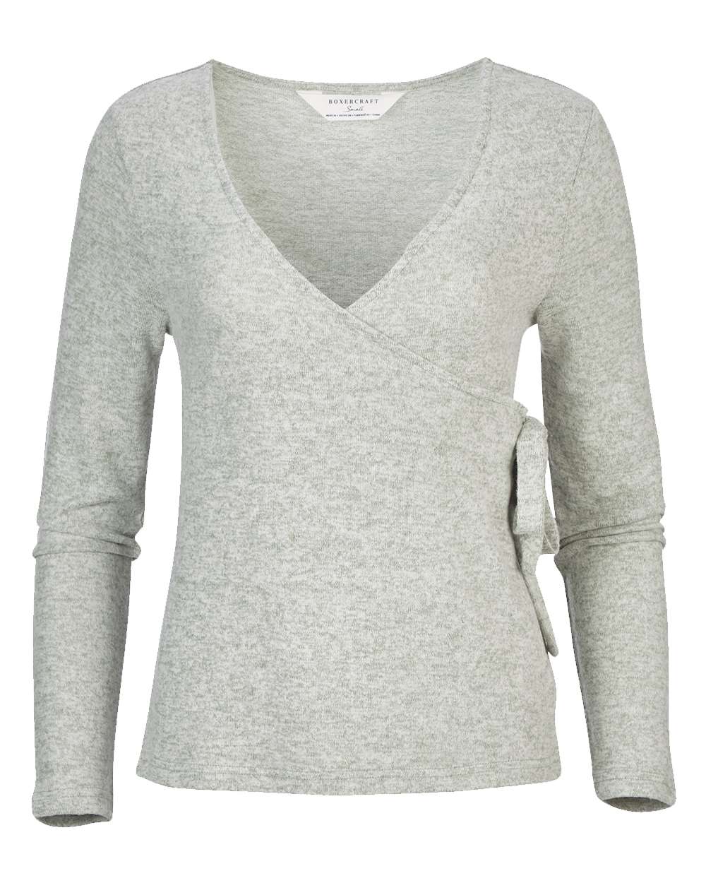 Front View of Sage Heather Women's Cuddle Wrap Top - BW1301