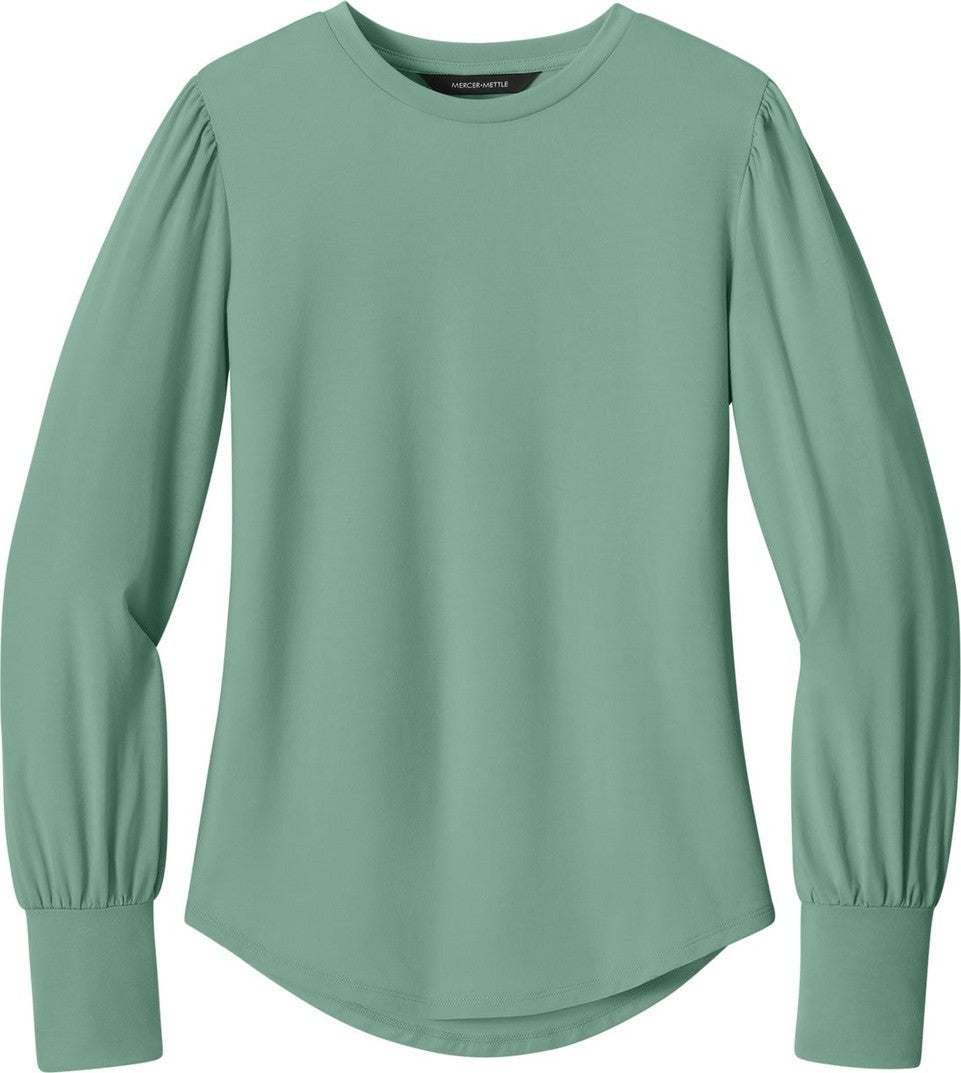 Front View of Sage Mercer+Mettle Women's Stretch Jersey Long Sleeve Blouson Top MM1019