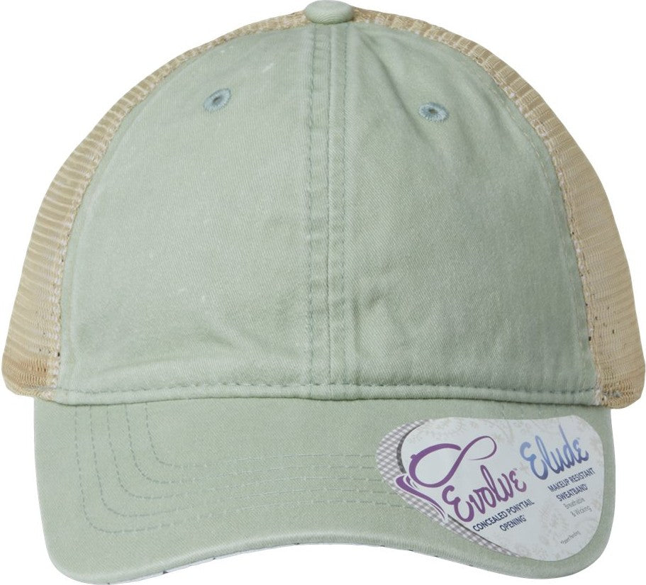 Sage/ Polka Dots Women's Washed Mesh-Back Cap - TESS