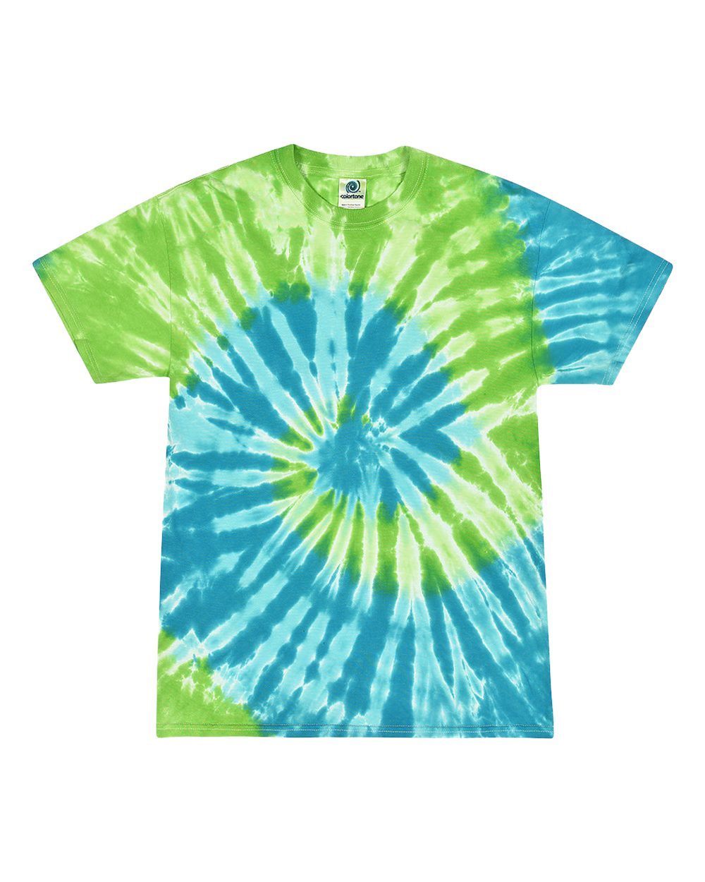 Front View of Saint Lucia Youth Multi-Color Tie-Dyed T-Shirt - 1000Y