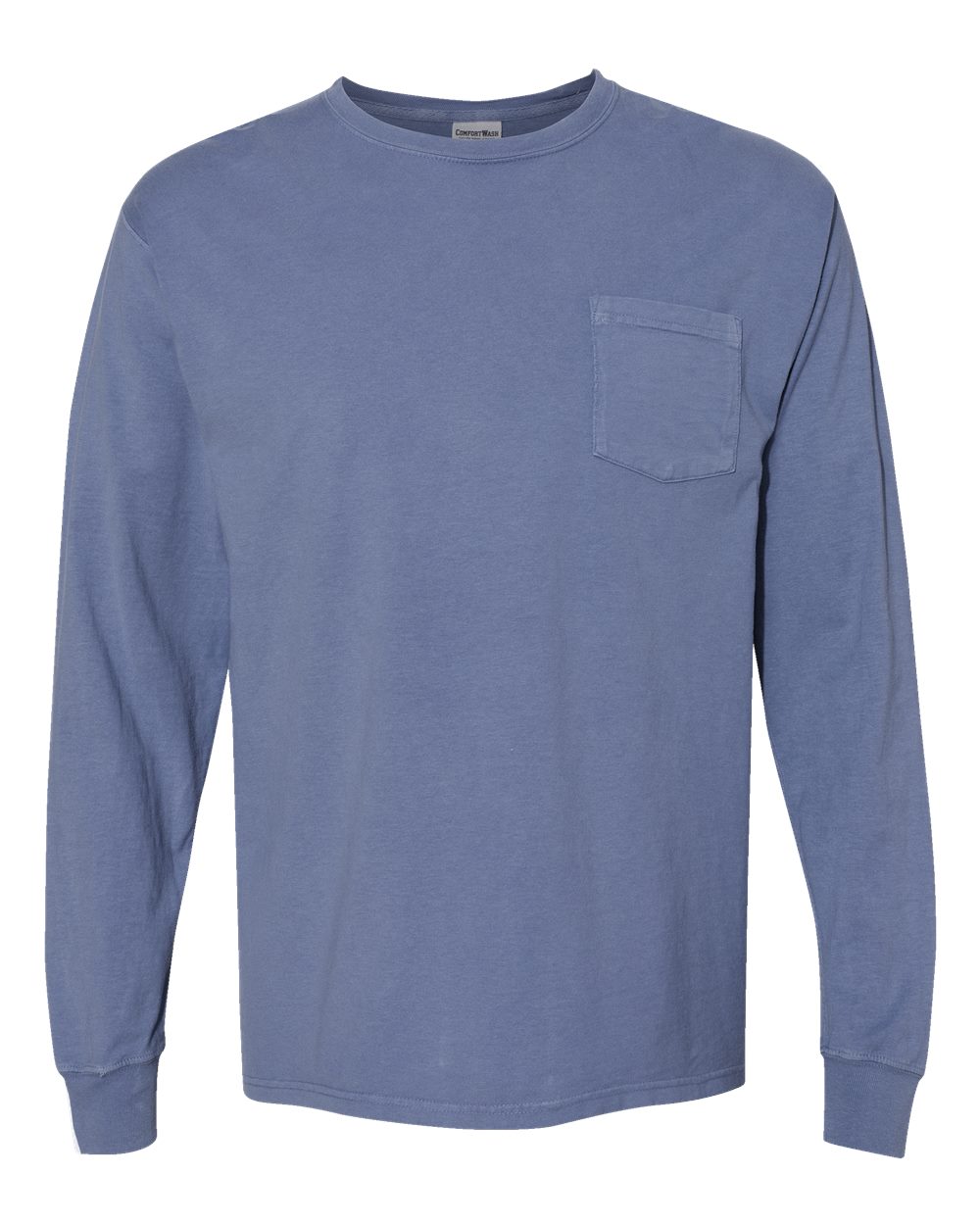 Front View of Saltwater Garment-Dyed Long Sleeve T-Shirt With a Pocket - GDH250