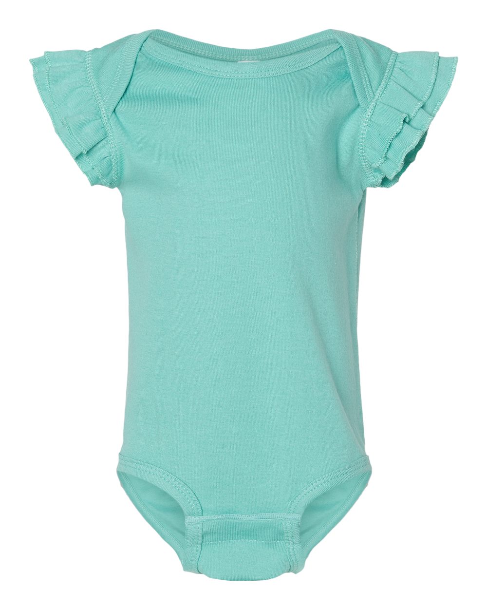 Front View of Saltwater Infant Flutter Sleeve Baby Rib Bodysuit - 4439
