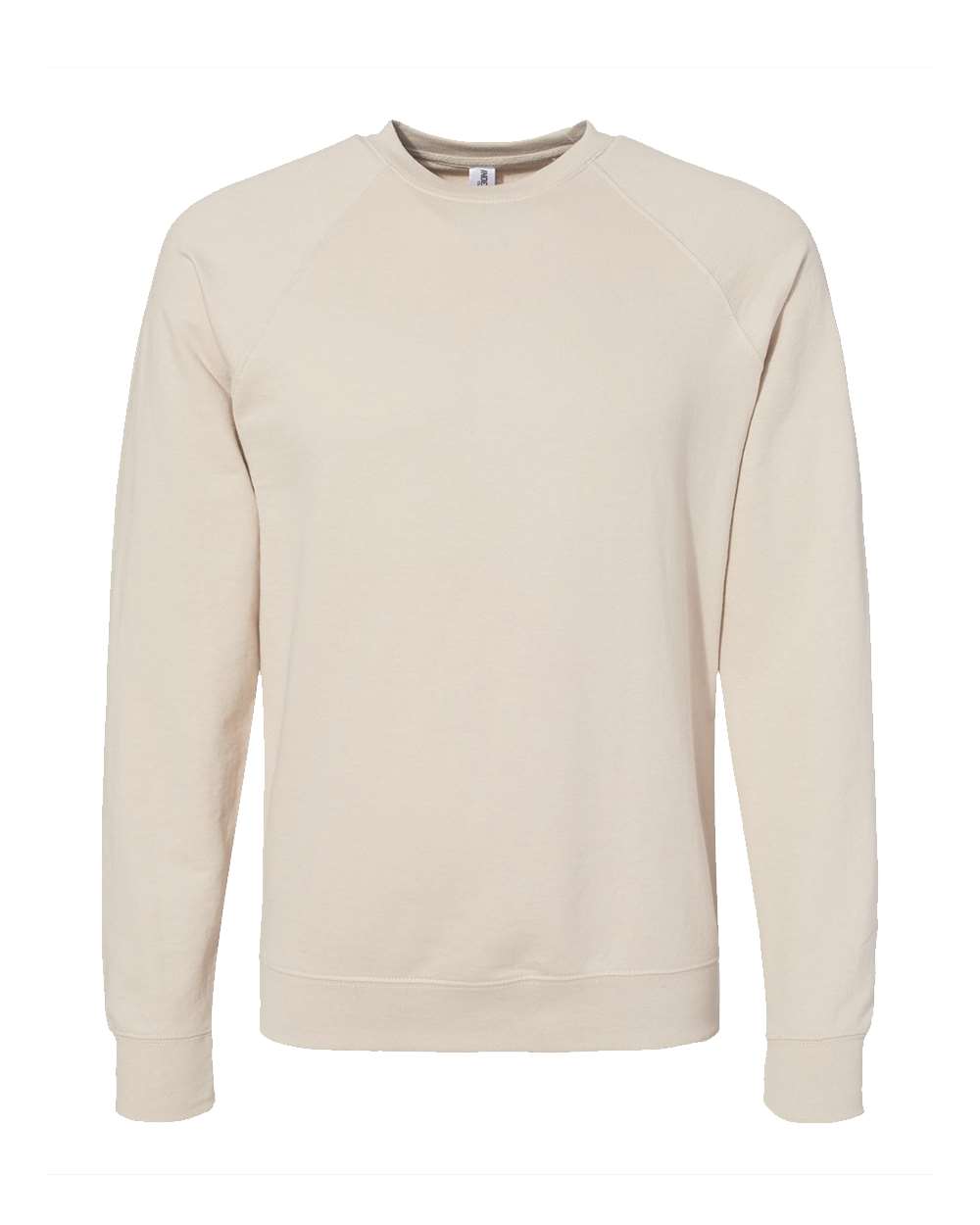 Front View of Sand Icon Lightweight Loopback Terry Crewneck Sweatshirt - SS1000C