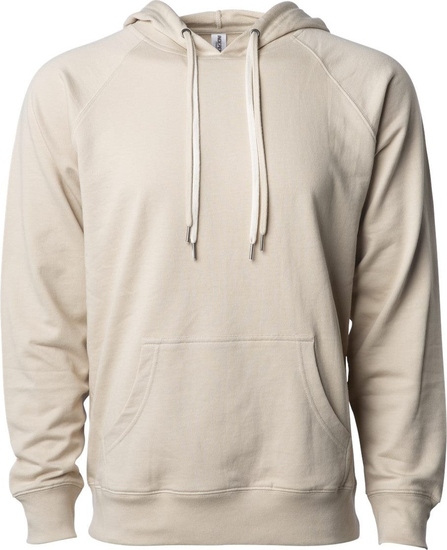 Front View of Sand Icon Lightweight Loopback Terry Hooded Sweatshirt - SS1000