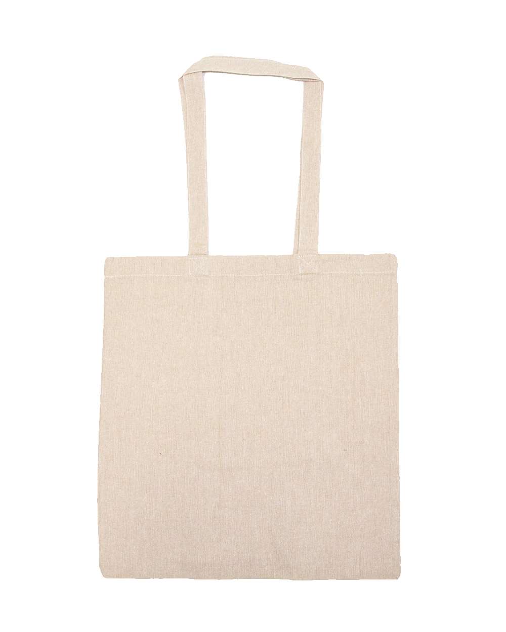 Front View of Sand Lightweight Recycled Canvas Tote Bag with Extended Handle - 8505R