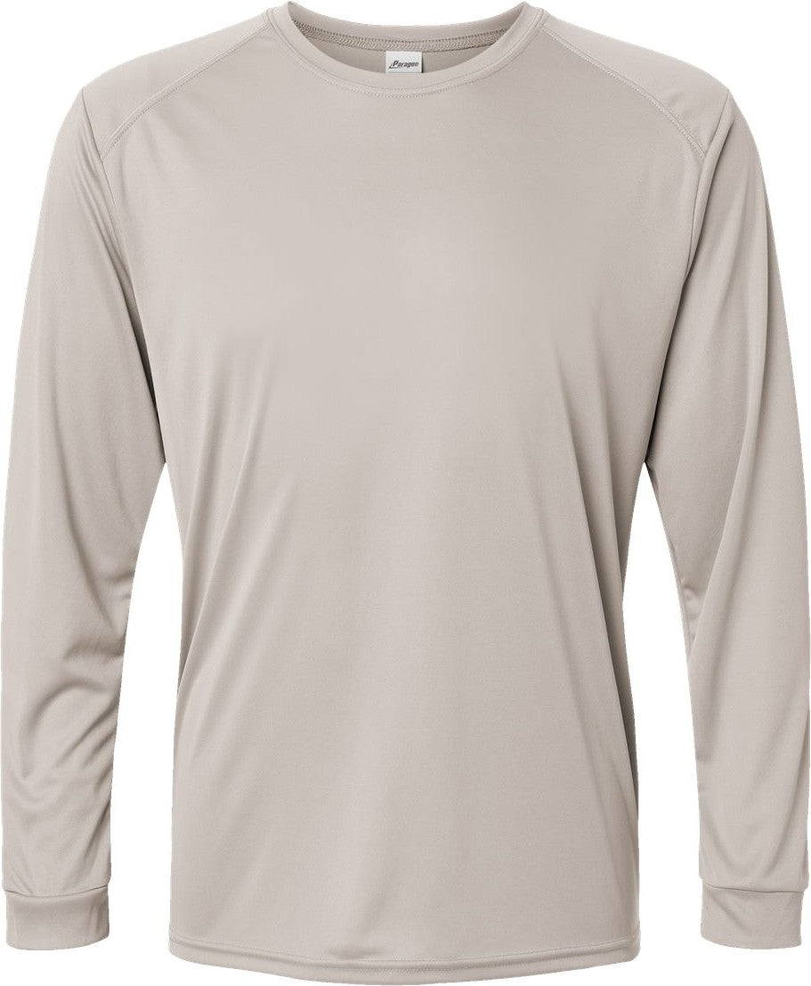Front View of Sand Long Islander Performance Long Sleeve T-Shirt - 210