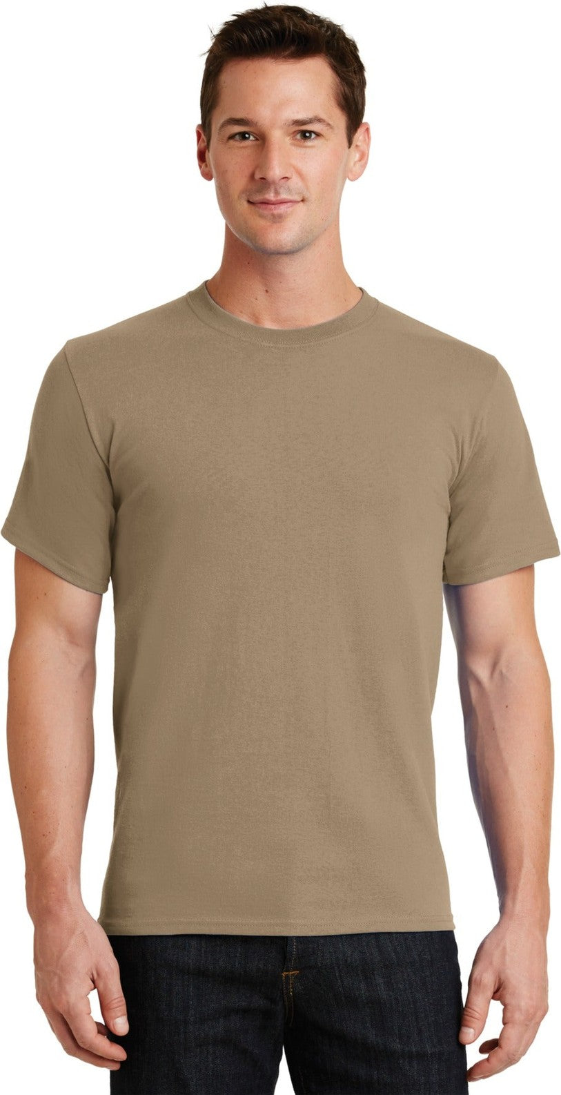 Front View of Sand Port & Co Essential Tee. PC61