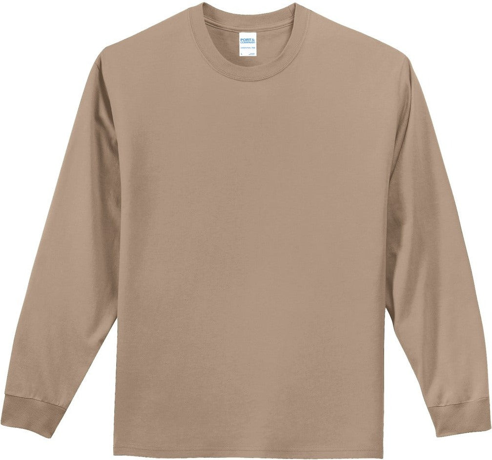 Front View of Sand Port & Co Long Sleeve Essential Tee. PC61LS