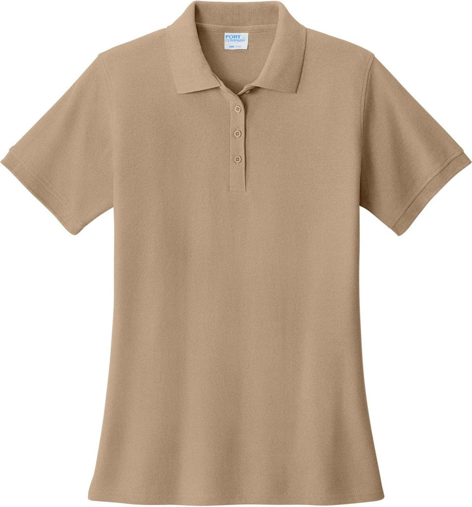 Front View of Sand Port & Co Women's Core Blend Pique Polo. LKP155