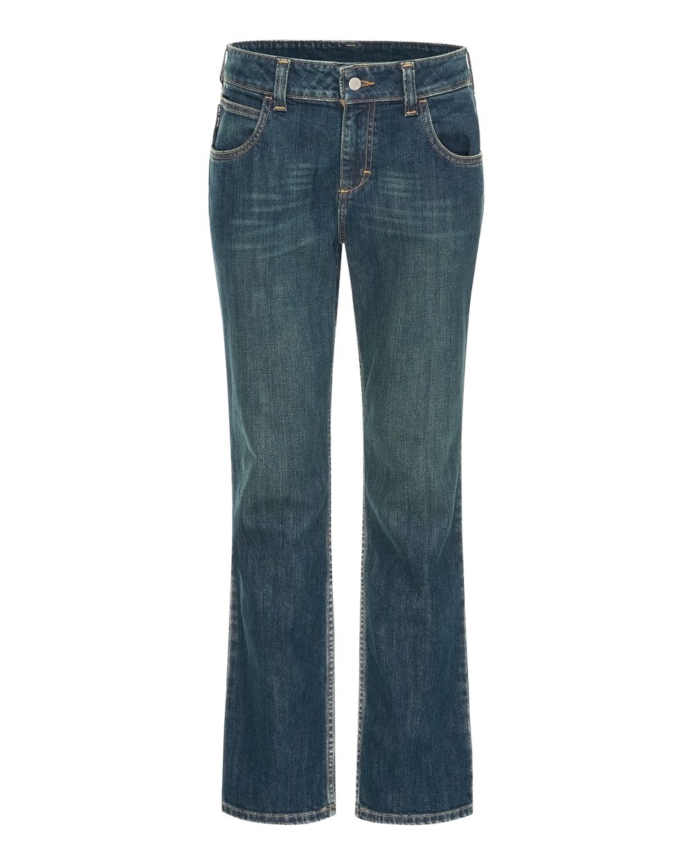 Front View of Sanded Denim - 35 Unhemmed Women's Stretch Jeans - PSJC