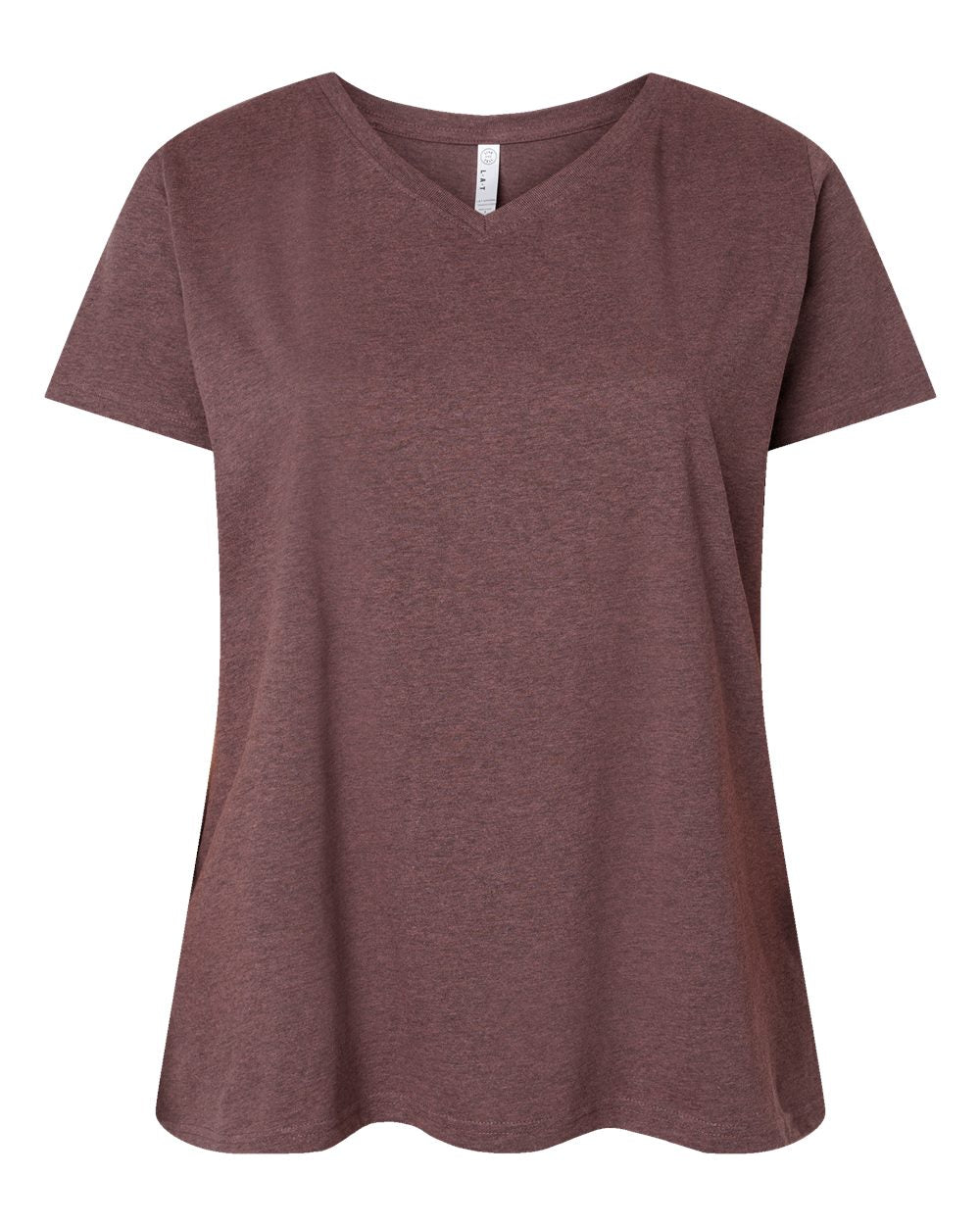 Front View of Sangria Blackout Curvy Collection Women's Fine Jersey V-Neck Tee - 3817