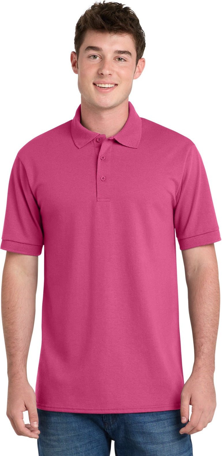Front View of Sangria Port & Co Core Blend Jersey Knit Polo. KP55