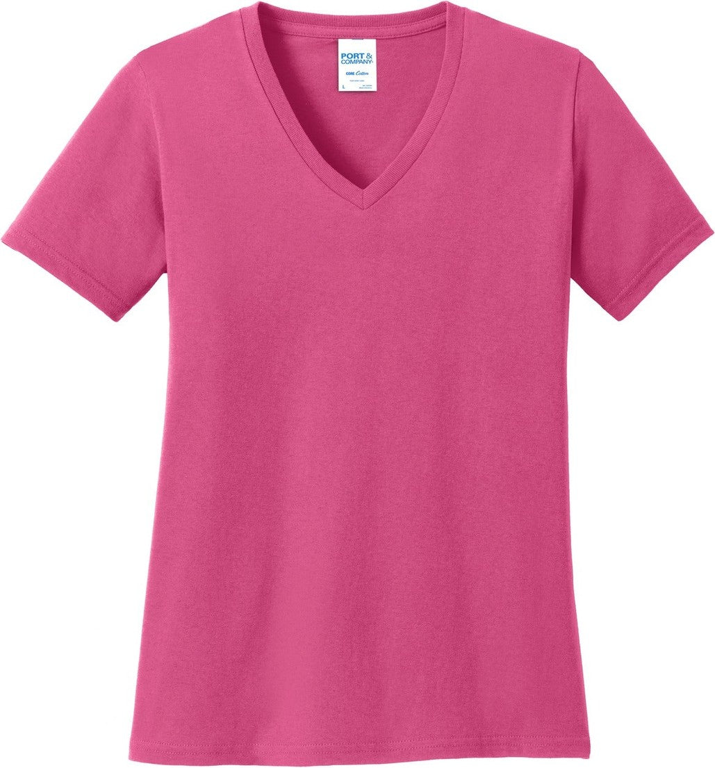 Front View of Sangria Port & Co Women's Core Cotton V-Neck Tee. LPC54V