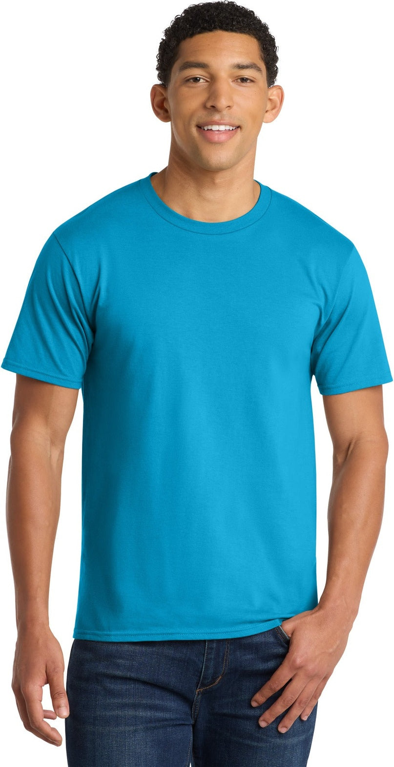 Front View of Sapphire Port & Co Fan Favorite Tee. PC450