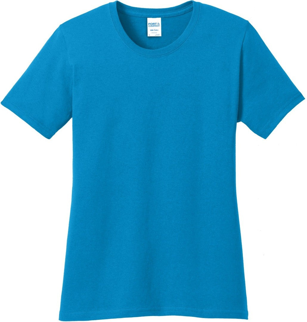 Front View of Sapphire Port & Co Women's Core Cotton Tee. LPC54