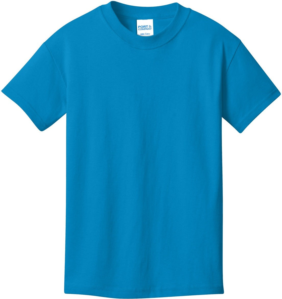 Front View of Sapphire Port & Co Youth Core Cotton Tee. PC54Y