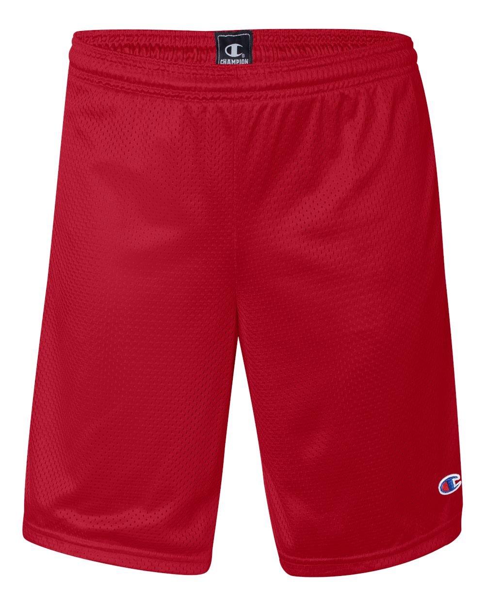 Front View of Scarlet Polyester Mesh 9&quot; Shorts with Pockets - S162