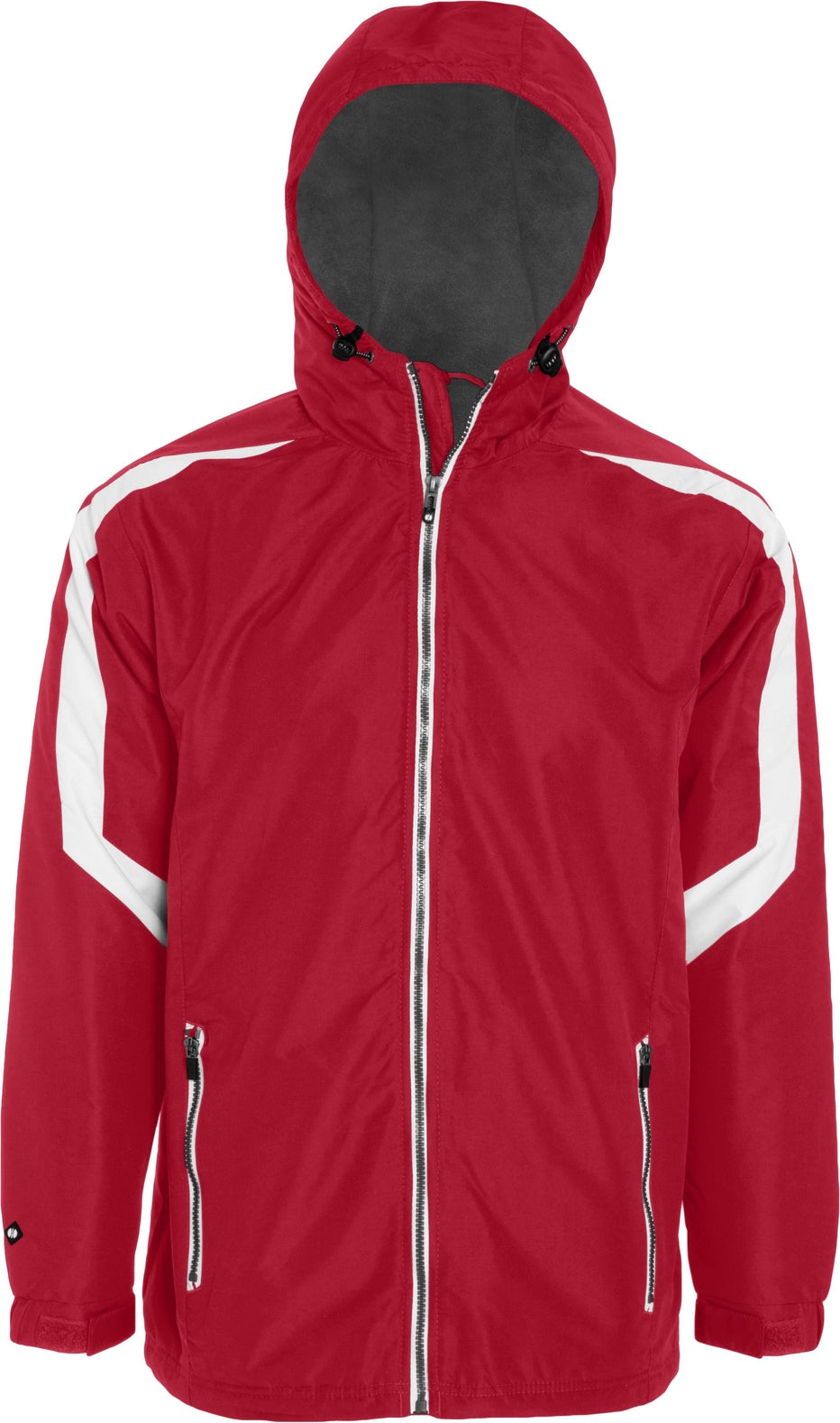 Front View of SCARLET/WHITE CHARGER JACKET