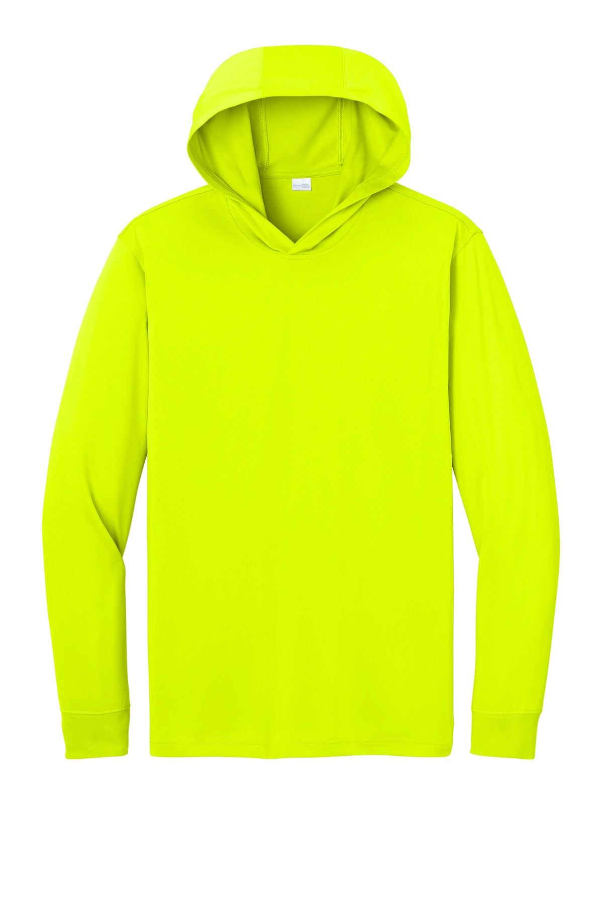 Front View of SftyYellow CornerStone Workwear Pro Long Sleeve Hooded Tee CS440LSH