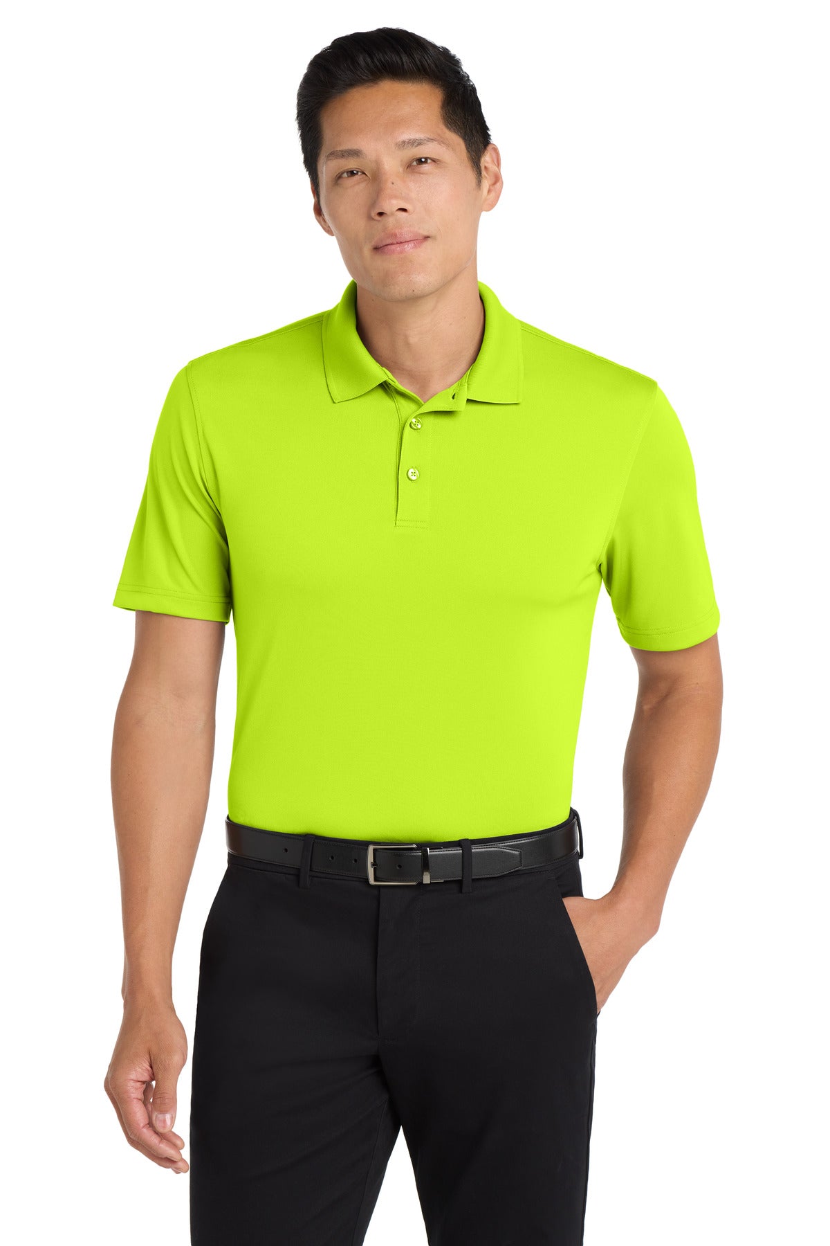 Front View of SftyYellow Port Authority Dry Zone UV Micro-Mesh Polo. K110