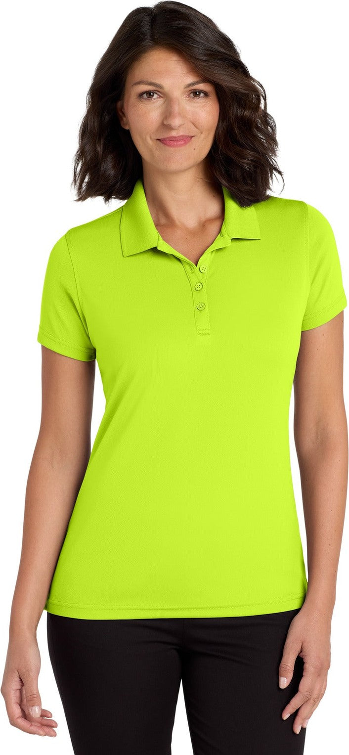 Front View of SftyYellow Port Authority Women's Dry Zone UV Micro-Mesh Polo. LK110