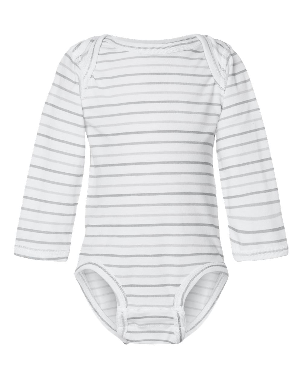 Front View of Shadow Stripe Infant Fine Jersey Long Sleeve Bodysuit - 4421