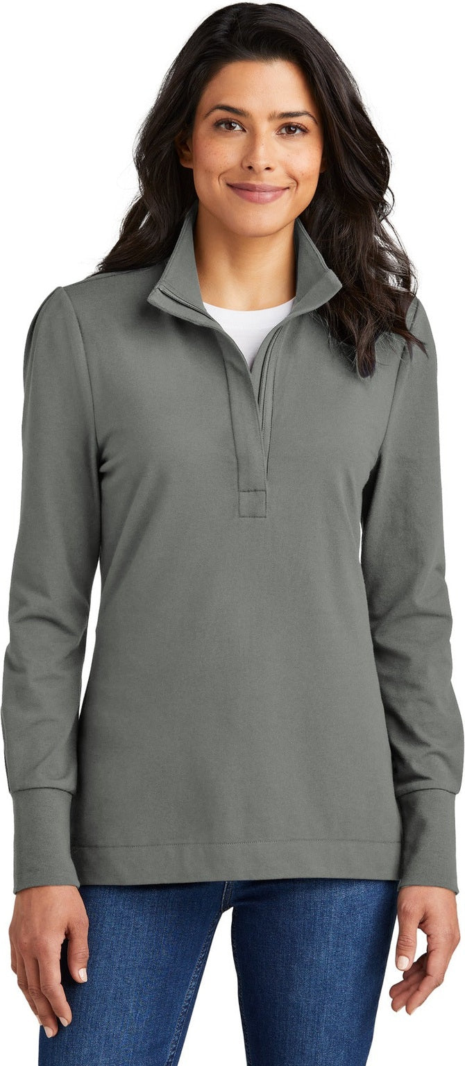 Front View of ShadowGrey Port Authority Women's Fairway Stretch 1/4-Zip LK829