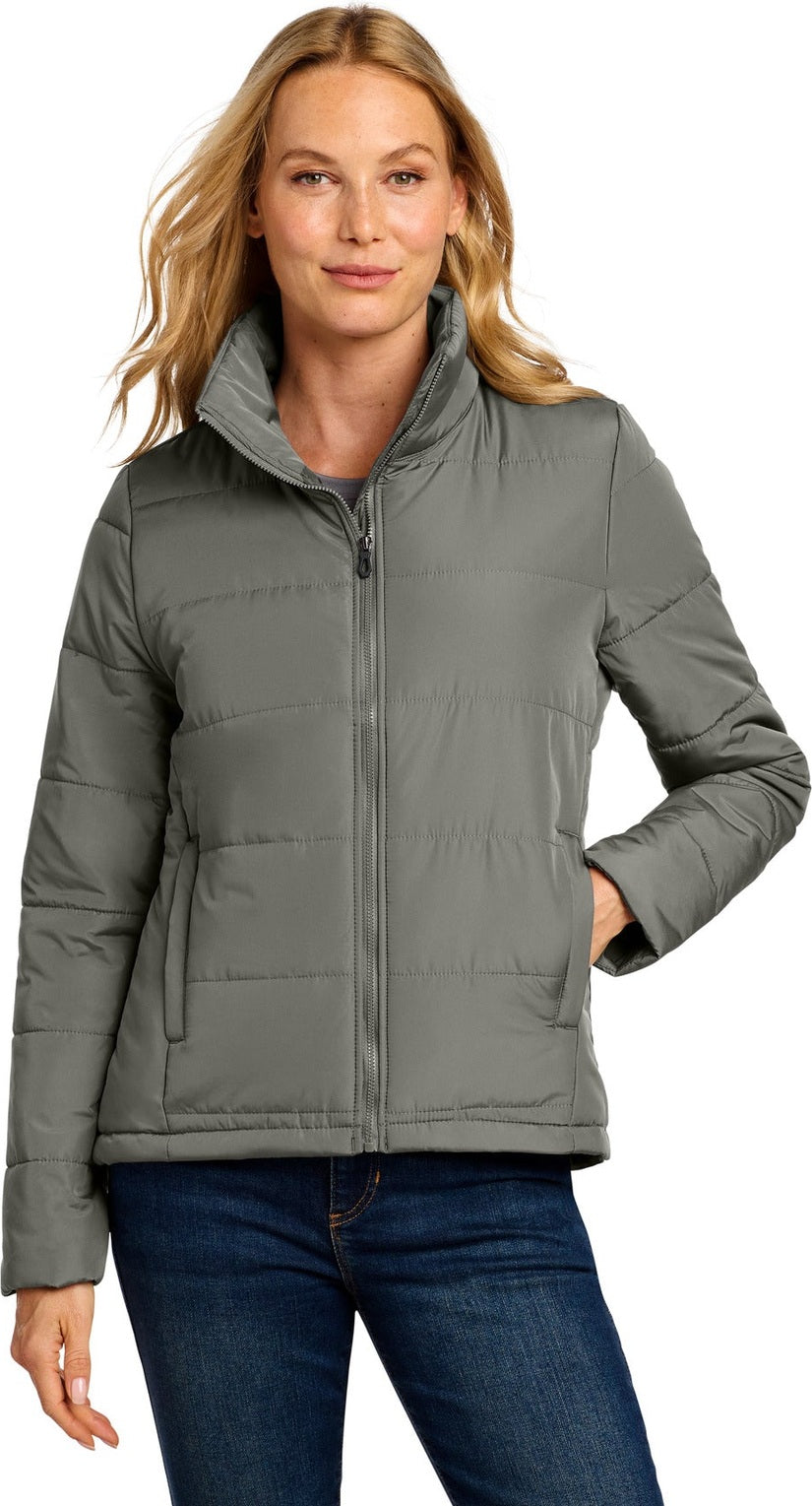 Front View of ShadowGrey Port Authority Women's Puffer Jacket L852