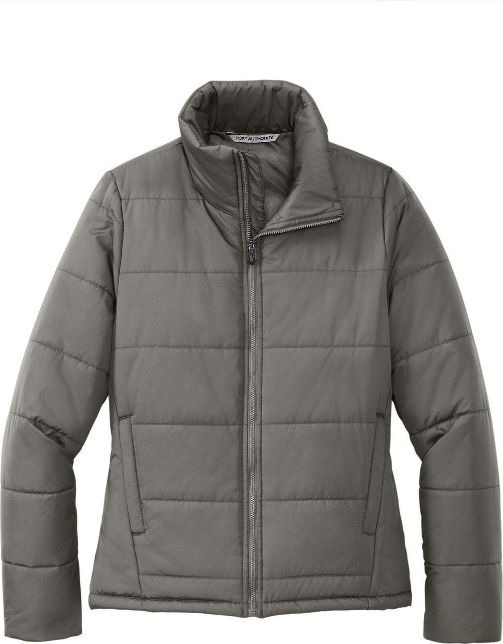 Front View of ShadowGrey Port Authority Women's Puffer Jacket L852