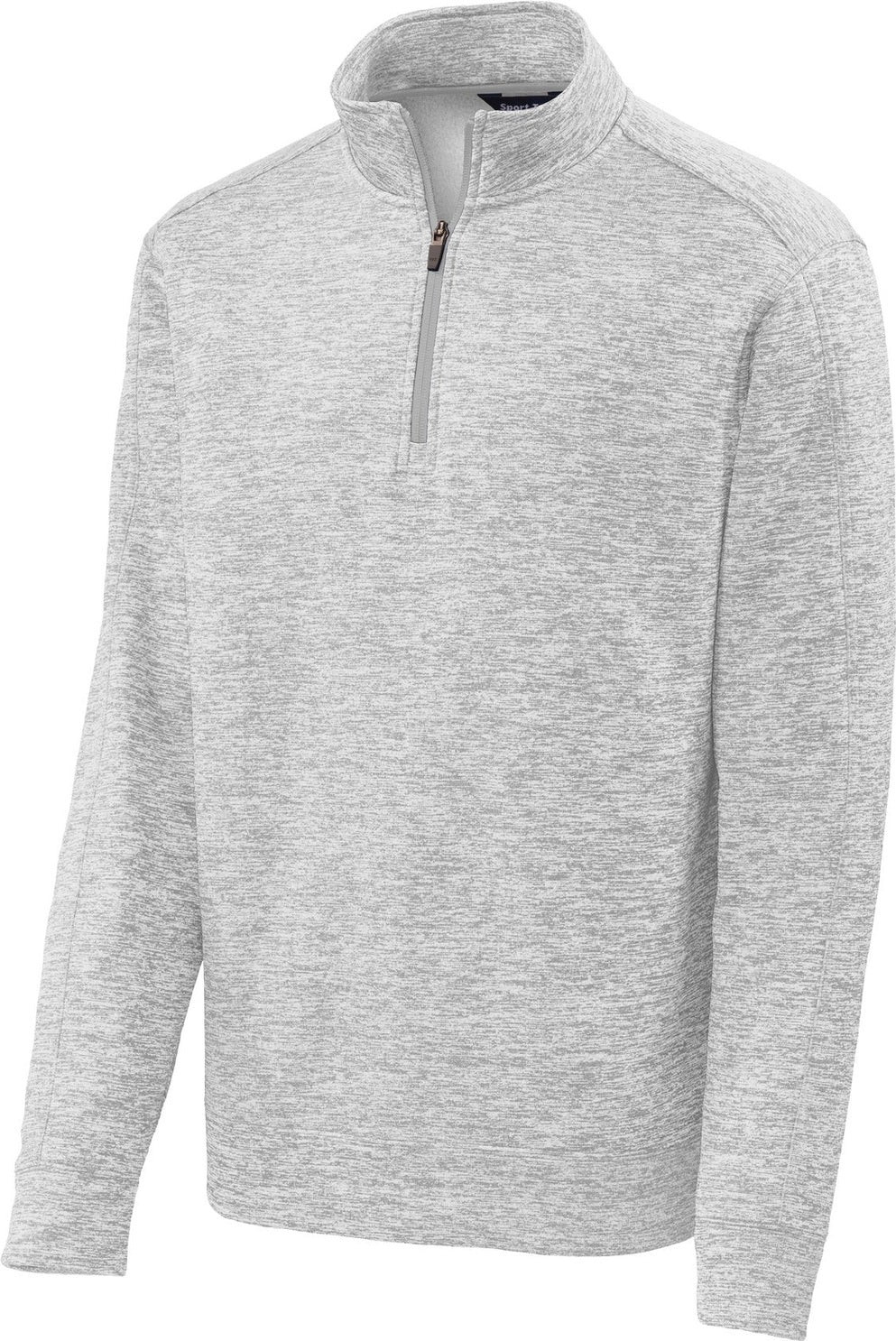Front View of Silver Electrc Sport-Tek PosiCharge Electric Heather Fleece 1/4-Zip Pullover. ST226