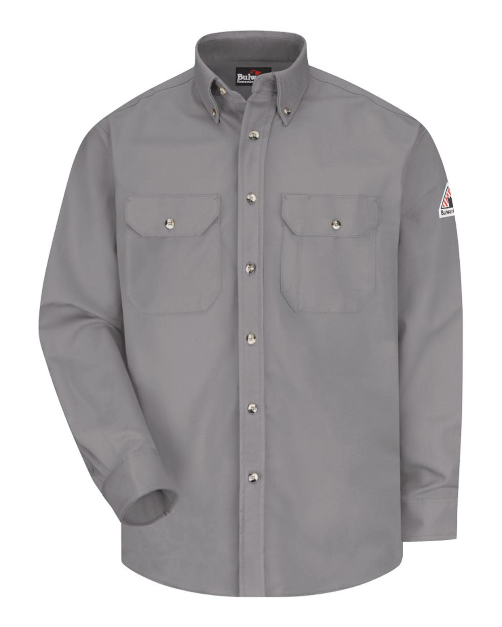Front View of Silver Grey Dress Uniform Shirt - Excel FR ComforTouch - 7 oz. - SLU2 plain