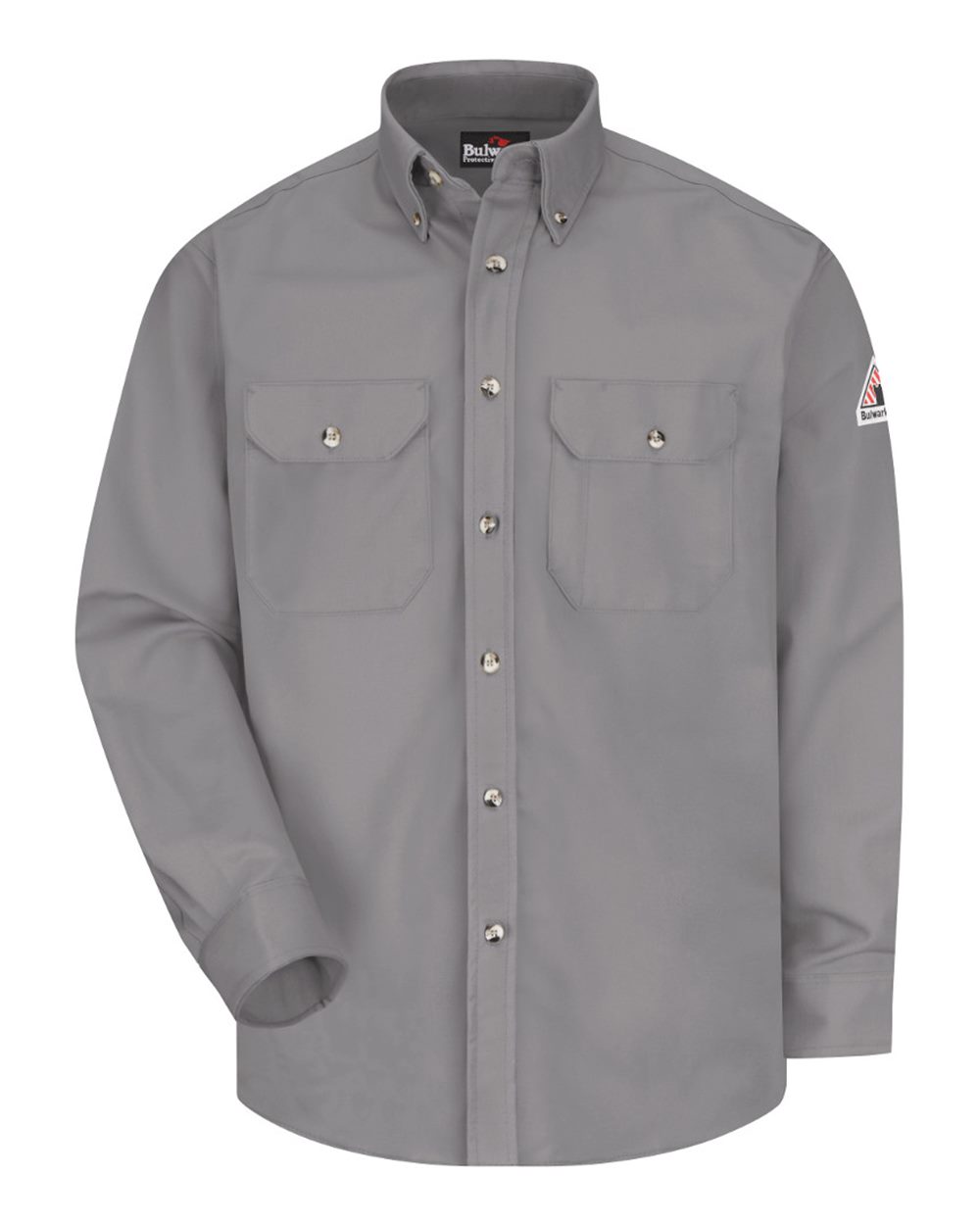 Front View of Silver Grey Dress Uniform Shirt - Excel FR ComforTouch - 7 oz. - Tall Sizes - SLU2T