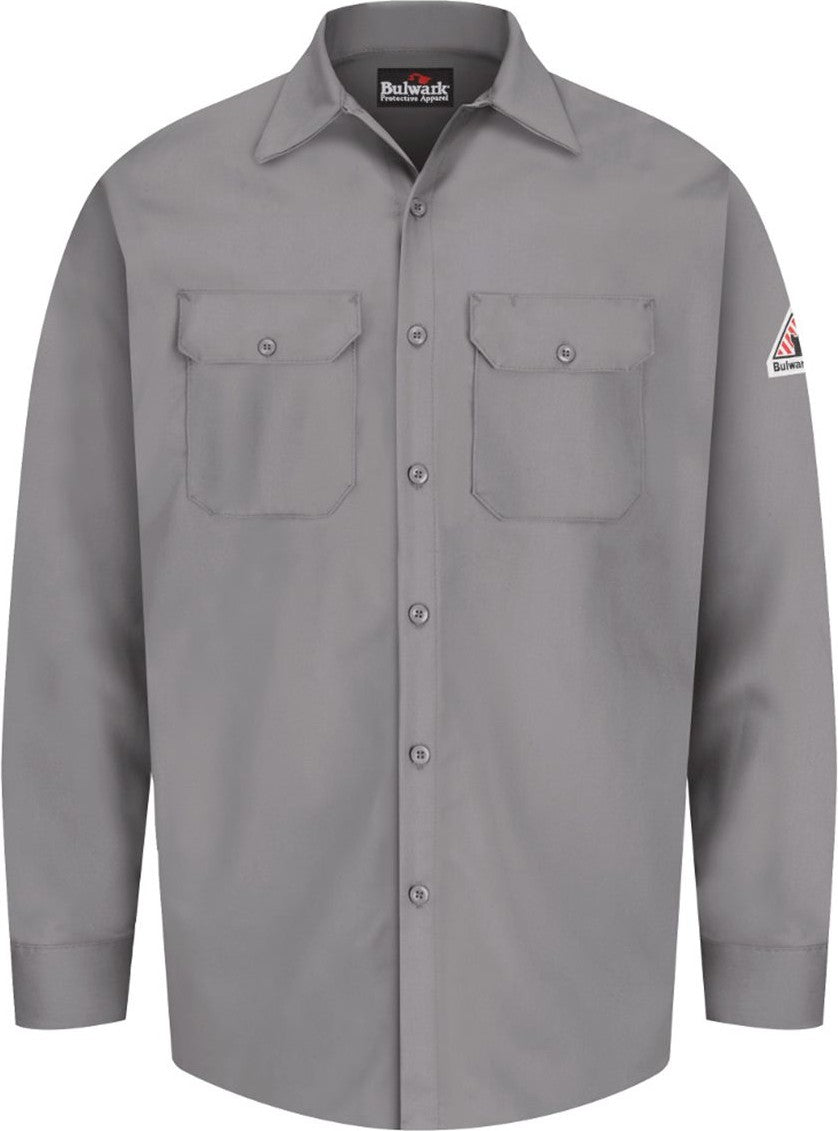 Front View of Silver Grey Flame Resistant Excel Work Shirt - Tall Sizes - SEW2T