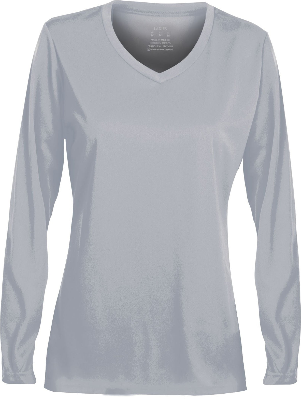 Front View of SILVER GREY LADIES L/S WICKING T-SHIRT