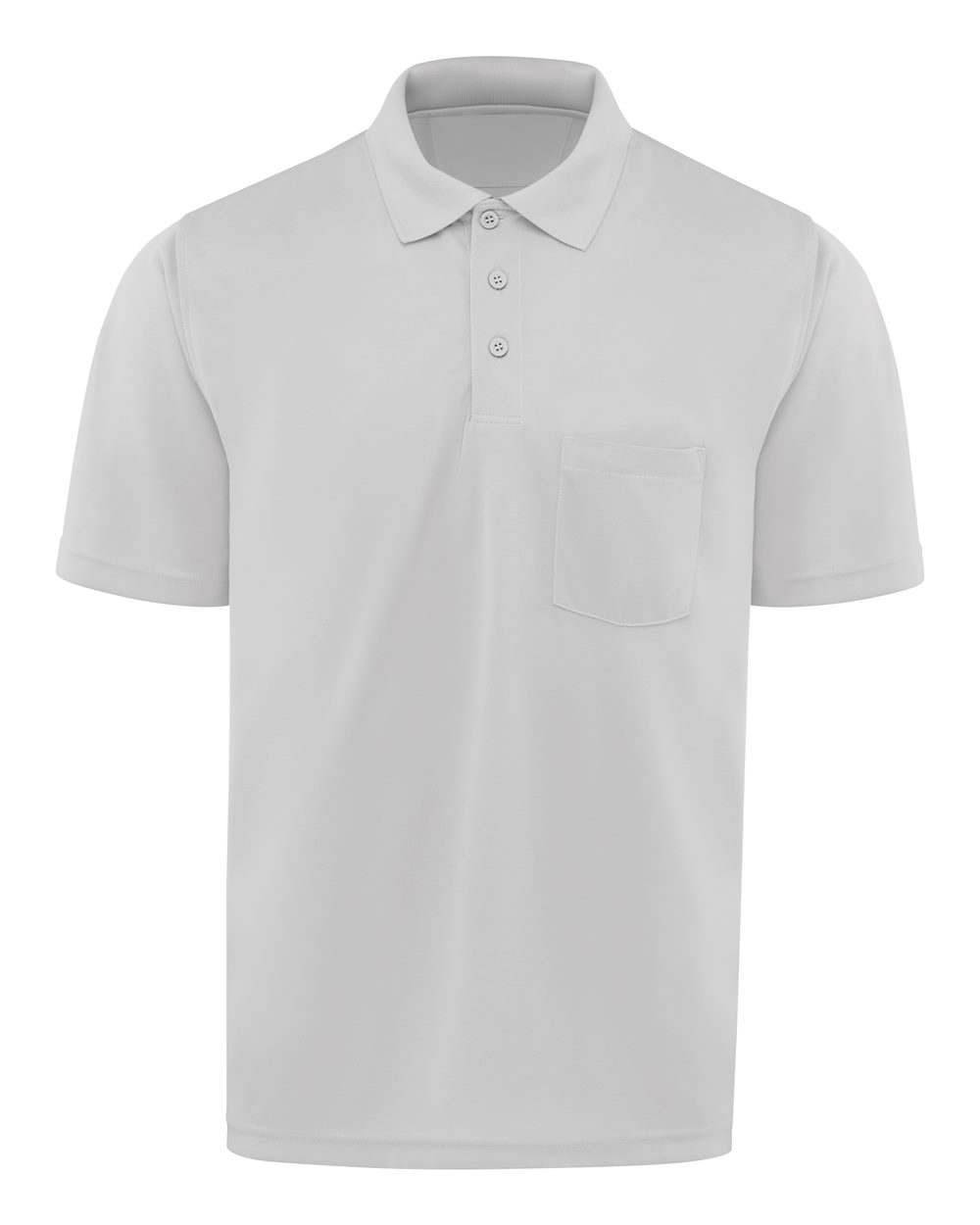 Front View of Silver Grey Short Sleeve Performance Knit Pocket Polo - SK98