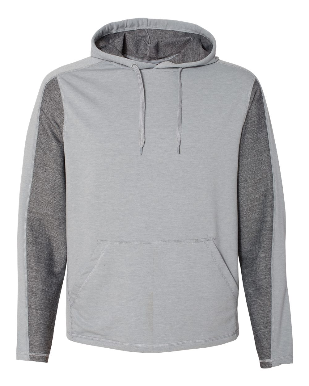 Front View of Silver Grey Triblend Omega Stretch Hooded Pullover - 8435