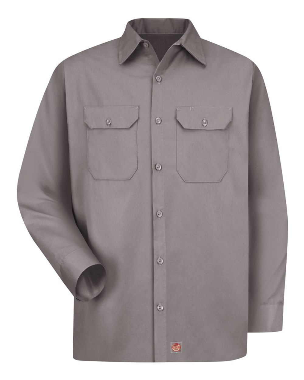 Front View of Silver Grey Utility Long Sleeve Work Shirt - ST52