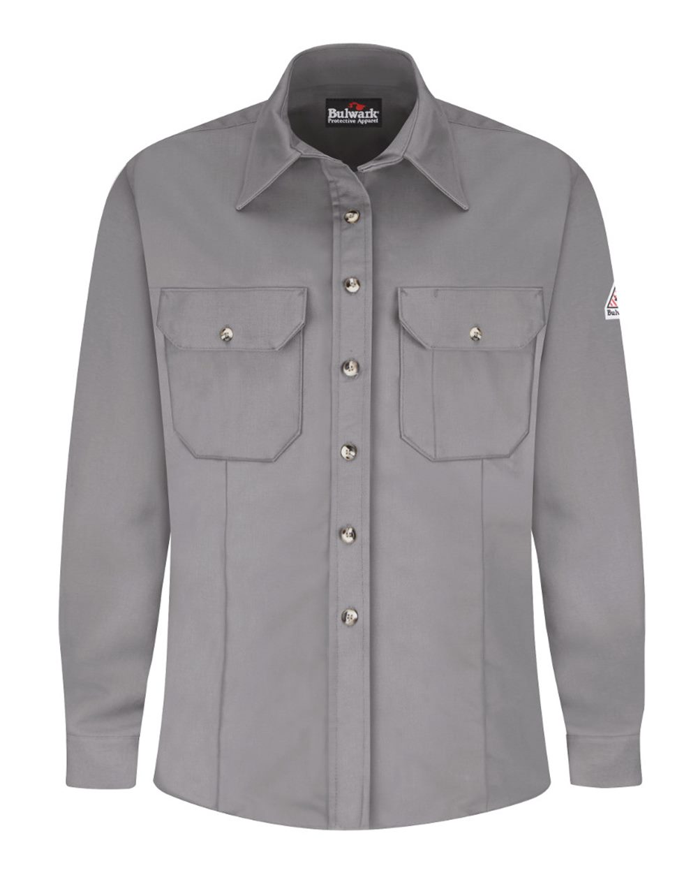 Front View of Silver Grey Women's Dress Uniform Shirt - EXCEL FR® ComforTouch - SLU3