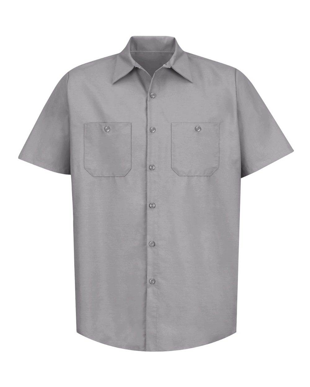 Front View of Silver Industrial Short Sleeve Work Shirt - SP24