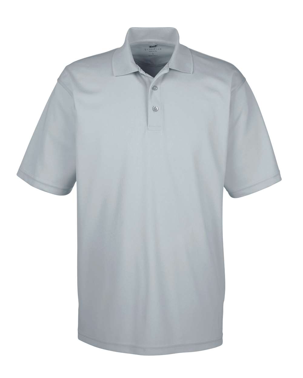 Front View of Silver Men's Cool & Dry Mesh Piqué Polo - 8210