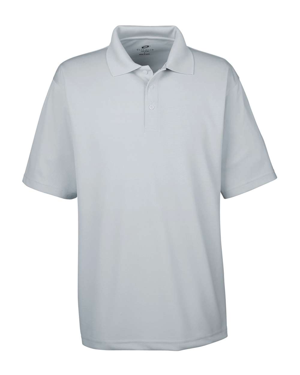 Front View of Silver Men's Cool & Dry Stain-Release Performance Polo - 8445