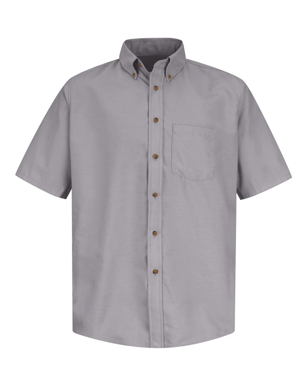 Front View of Silver Poplin Short Sleeve Dress Shirt - SP80