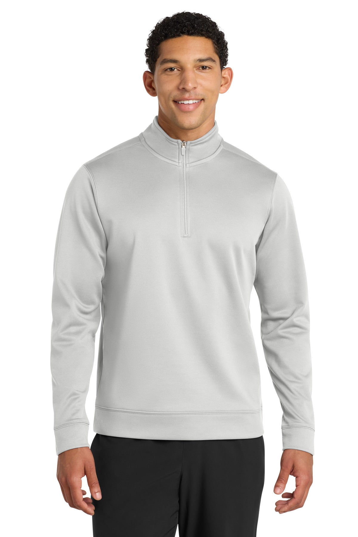 Front View of Silver Port & Co Performance Fleece 1/4-Zip Pullover Sweatshirt. PC590Q