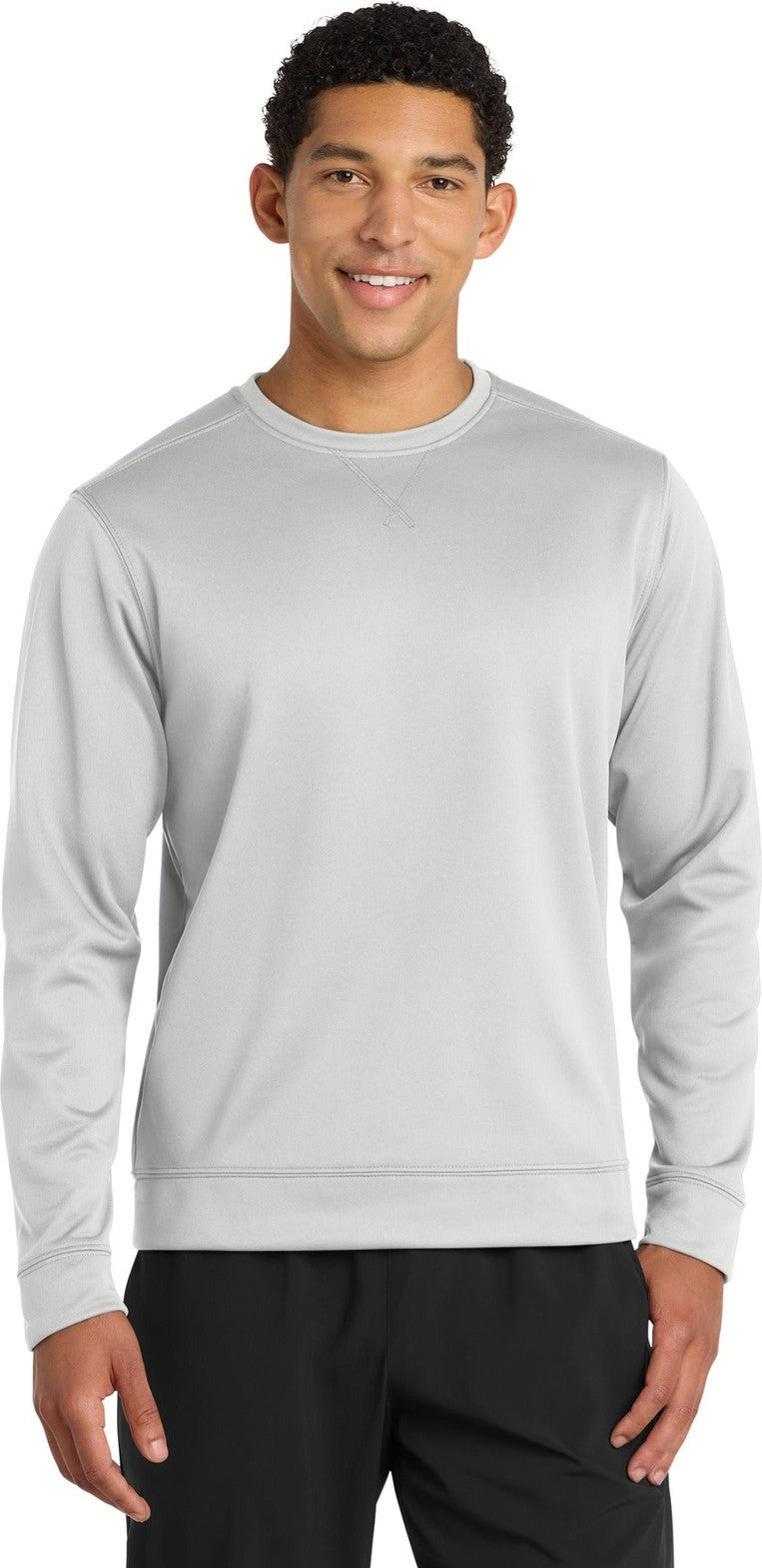 Front View of Silver Port & Co Performance Fleece Crewneck Sweatshirt. PC590