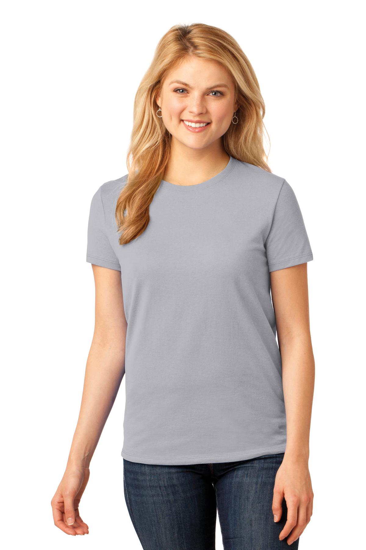 Front View of Silver Port & Co Women's Core Cotton Tee. LPC54