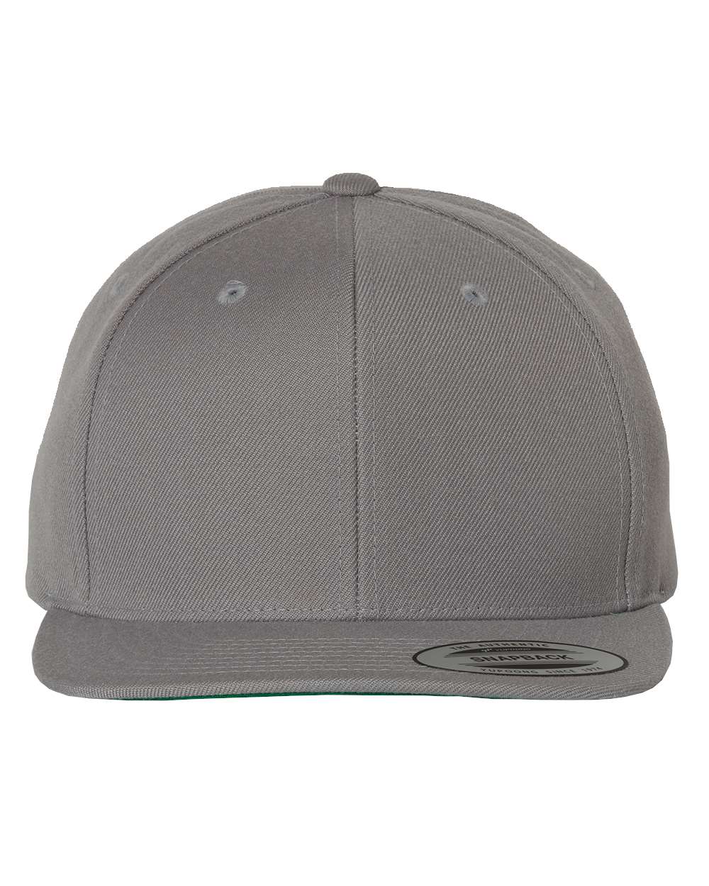 Front View of Silver Premium Flat Bill Snapback Cap - 6089M